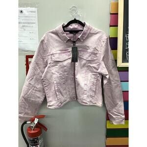 Womens La joke denim jacket pink acid wash size XL new from HSN